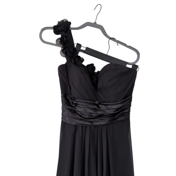 Bill Levkoff Bridesmaid Prom Evening Floral Applique One Shoulder Gown Dress 6 - Picture 4 of 8